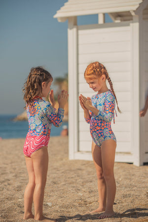 Peggy Violet Long Sleeve Swimsuit - Cherry Print – Kids Tribe